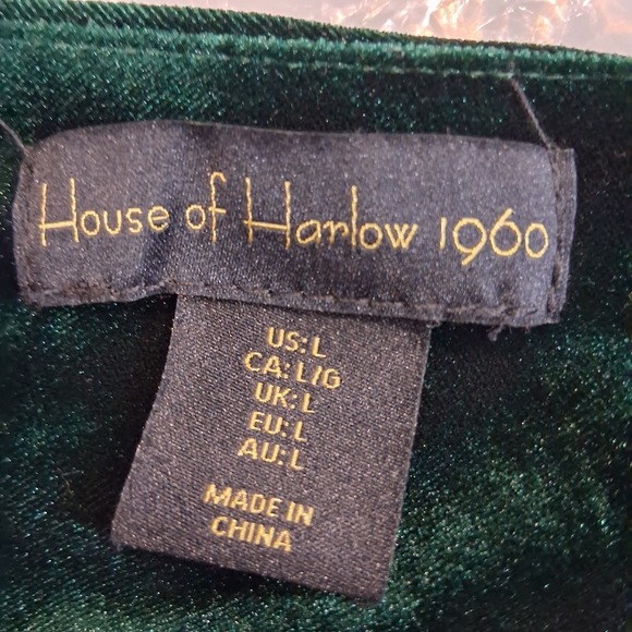 House of Harlow 1960 Green Velvet‎ Ruched One Shoulder Bodycon Dress Large - Picture 3 of 12